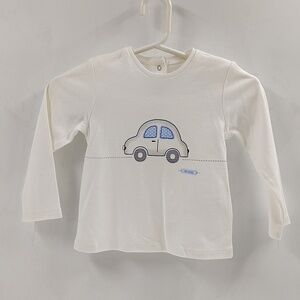 Mayoral Top Size 18 Months White Snap Back Car Design Cotton